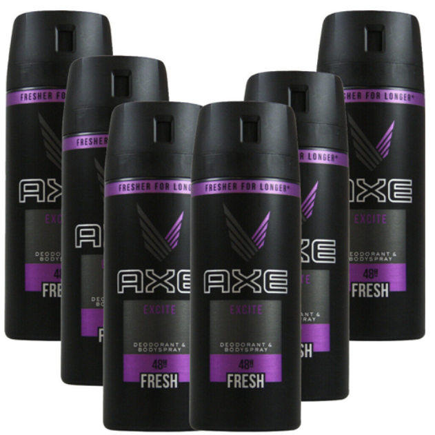 6 pack Axe Deodorant Bodyspray, Excite, 150ml