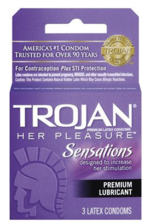 TROJAN- Her Pleasure Sensations Lubricated Condoms 3ct - 6 Pack