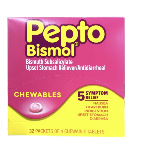 Pepto Bismol Chewable Dispenser - 32 Packets of 4 Chewable Tablets