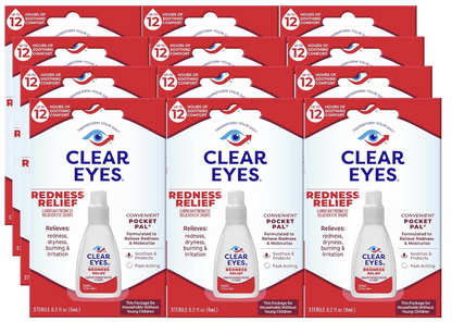 Clear Eyes Eye Drops, Redness Relief, Handy Pocket Pal 0.2 Fl Oz (Pack of 12)