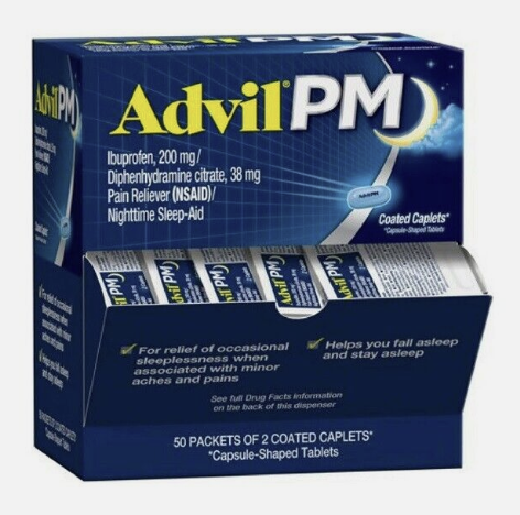 Advil Pm, 2 Pill Pouch, 50 Pouches Per Box.