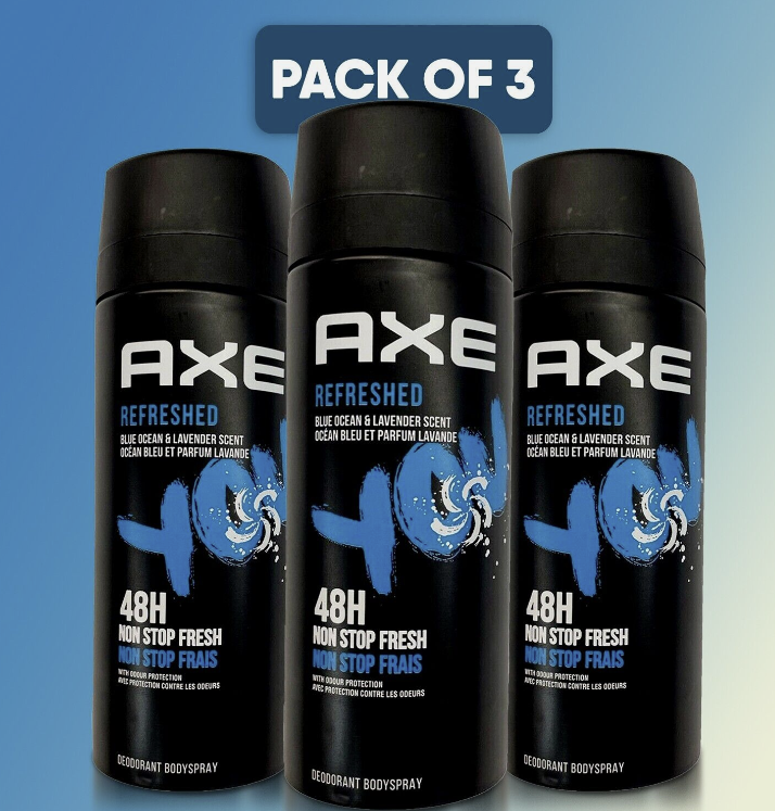 3 Pack Axe REFRESHED Deodorant Body Spray 150 ml