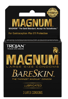 TROJAN- Magnum Bareskin Condoms 3ct - 6 Pack (Black)