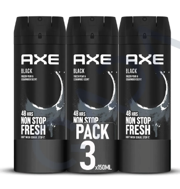 Axe Deodorant Body Spray Black Mens Fragrance 150ml (3-Pack)