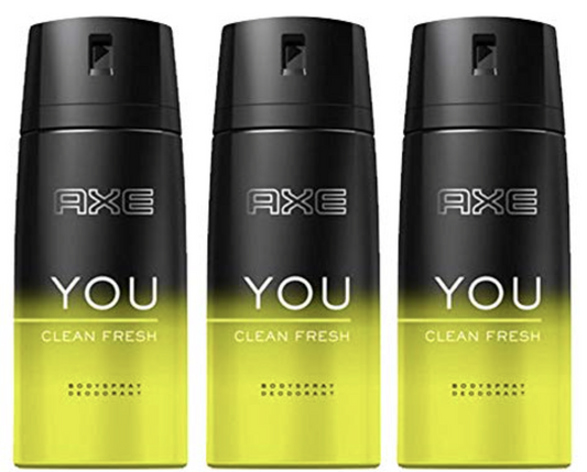 Axe Deodorant Body Spray You Clean Fresh Mens Fragrance 150ml (3-Pack)