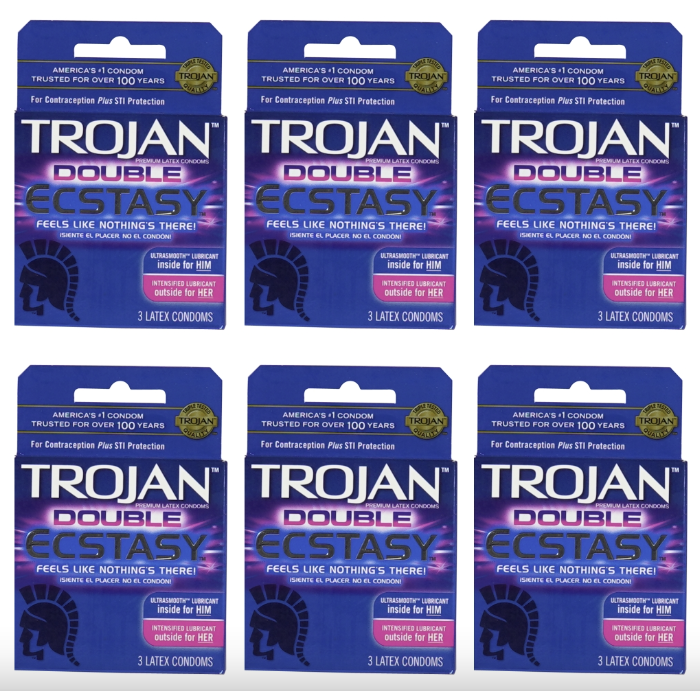 Trojan double ecstasy 3ct - 6 pack condoms