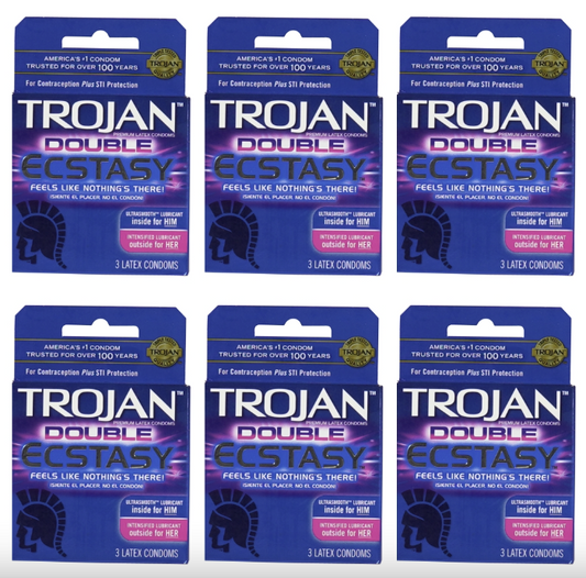 Trojan double ecstasy 3ct - 6 pack condoms