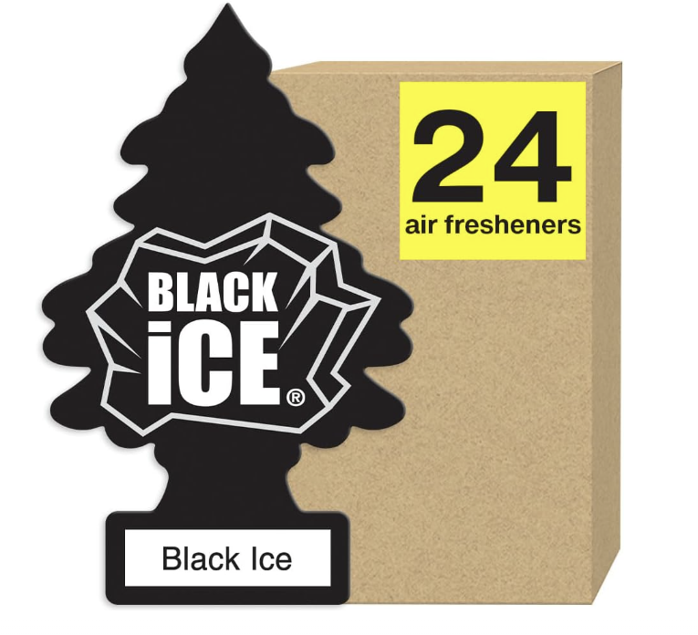 LITTLE TREES Air Fresheners Car Air Freshener. Hanging Tree Provides Long Lasting Scent for Auto or Home. Black Ice, 24 Air Fresheners