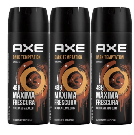 3 Pack Axe Dark Temptation for Men Deodorant Body Spray, 150ml