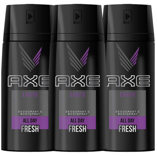 Axe Mens Deodorant, Body Spray, Excite, Fragrance, 150ml, ( Pack of 3)