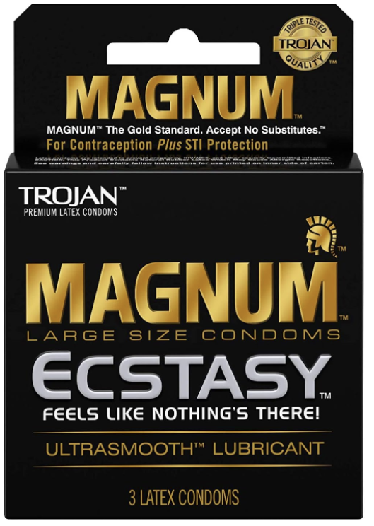 TROJAN- Magnum Ecstasy (Black) Condoms 3ct - 6 Pack