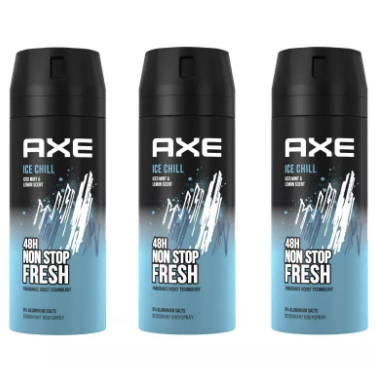 3 Pack Axe Ice Chill  Deodorant Body Spray, 150ml