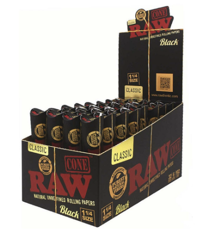 RAW Black Pre Rolled Cones 1 1/4 Cones - 6pk - 32ct