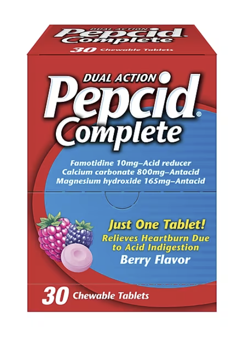 Pepcid Complete Dual-Action Antacid- 30 chewable tablets