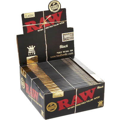 RAW Black King Size Slim Classic Ultra Thin – 50 Booklets of 32 Sheets