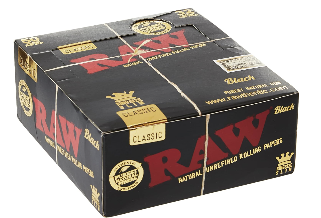 RAW Black King Size Slim Classic Ultra Thin – 50 Booklets of 32 Sheets