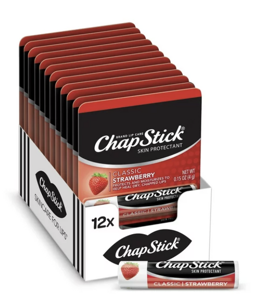 ChapStick Classic Strawberry Lip Balm Tubes - 0.15 oz (Pack of 12)