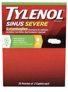 Tylenol Sinus Severe, 25 Pouches of 2 Caplets