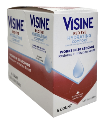 VISINE 6-Pack Red Eye Hydrating Comfort Lubricant Drops 0.28 fl oz Bottles